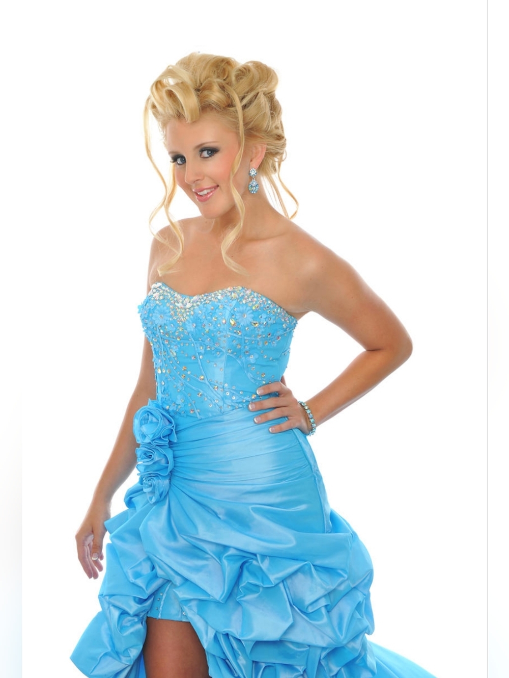 Precious Formal P50064 Size 12 Turquoise Blue Prom Dress